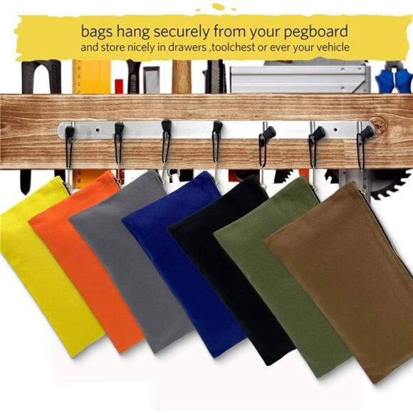 7 Pack Canvas Tool Bag Zipper Pouch - Heavy Duty 16 oz. Canvas Tools Utility - Picture 5 of 16